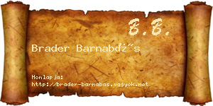 Brader Barnabás névjegykártya